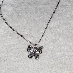 Elegant Silver Butterfly Pendant Necklace